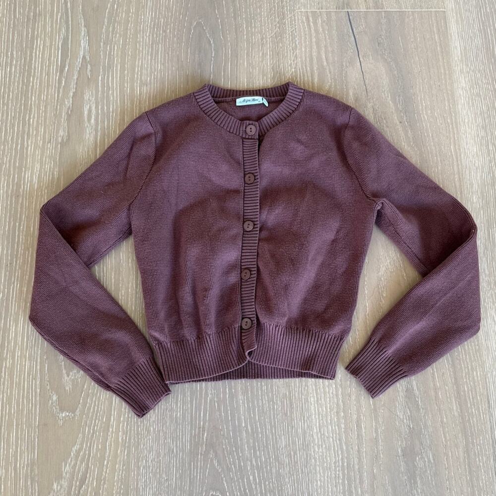 All For Mimi Knit Cardigan Button Front Size XS Brown